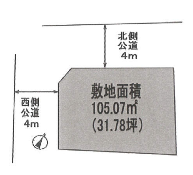 上尾駅　徒歩8分　土地面積:105.07平米 ( 31.78坪 )　