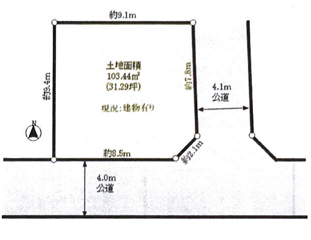 上尾駅　バス10分土地面積:103.44平米 ( 31.29坪 )　